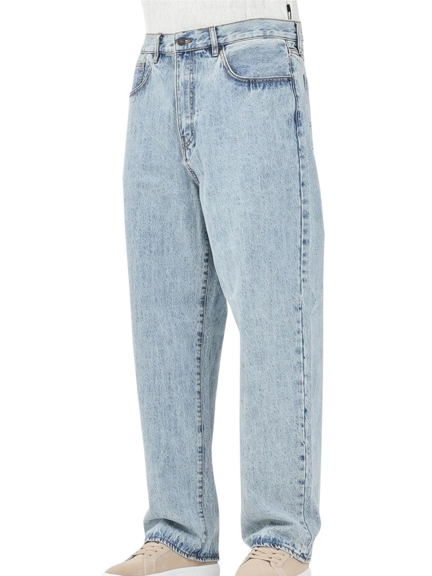 Armani Exchange Light Blue Vintage-Wash Cotton Straight-Leg Jeans