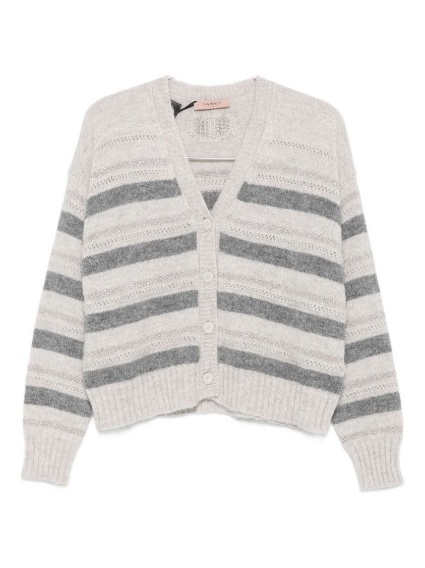 Twin-Set Soft Alpaca Blend Sweater With Horizontal Stripes