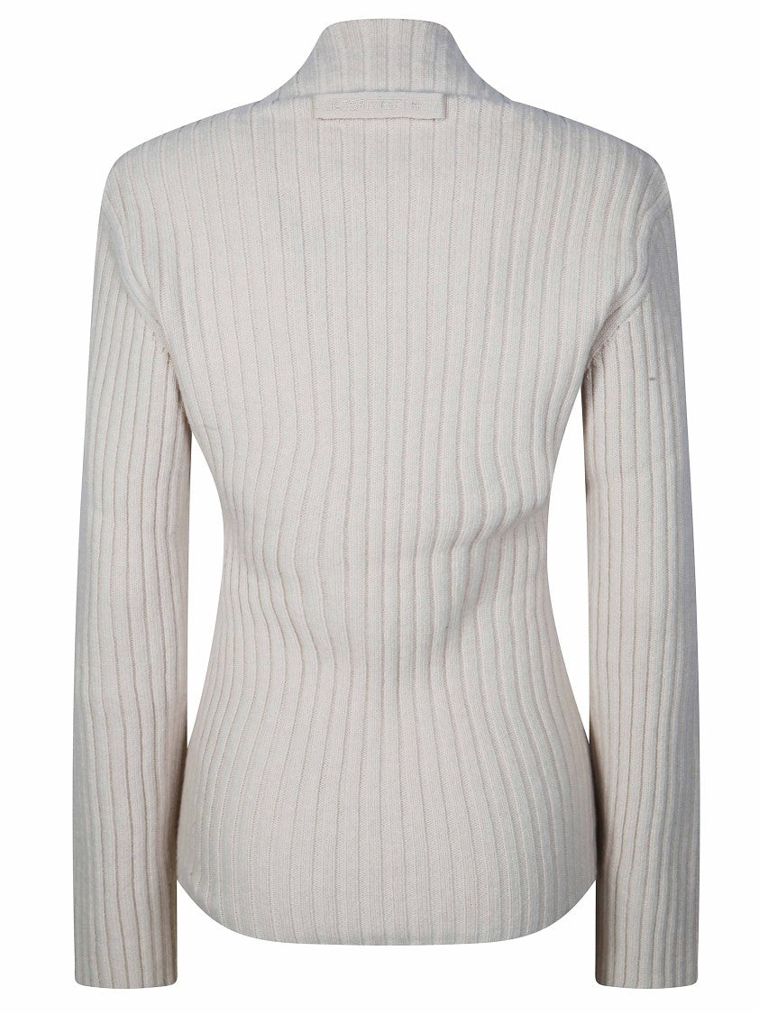 Victoria Beckham Rib Jumper Ribbed Knit High Neck Top