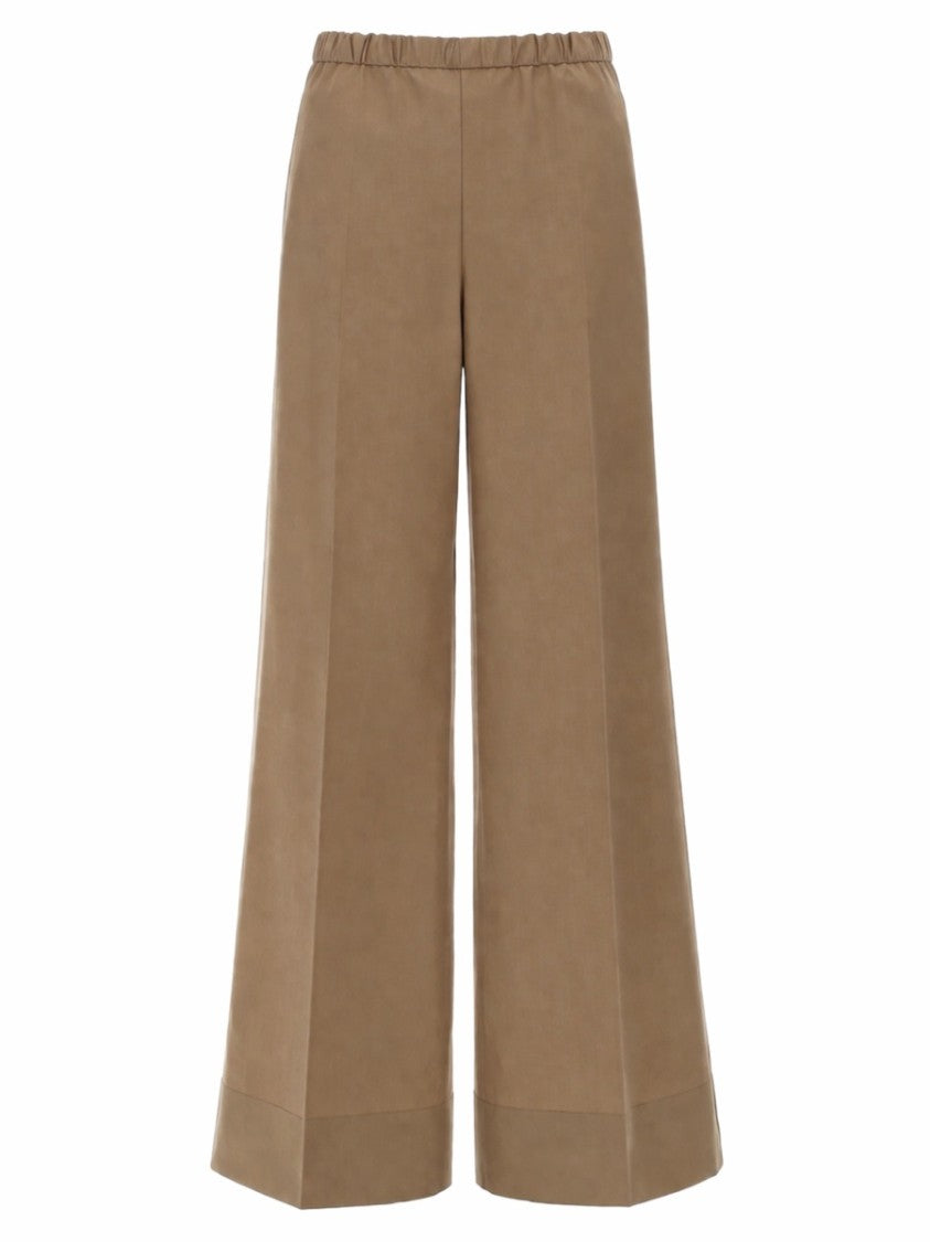 Moncler Wide-Leg Relaxed Fit Cotton Trousers With High Waist
