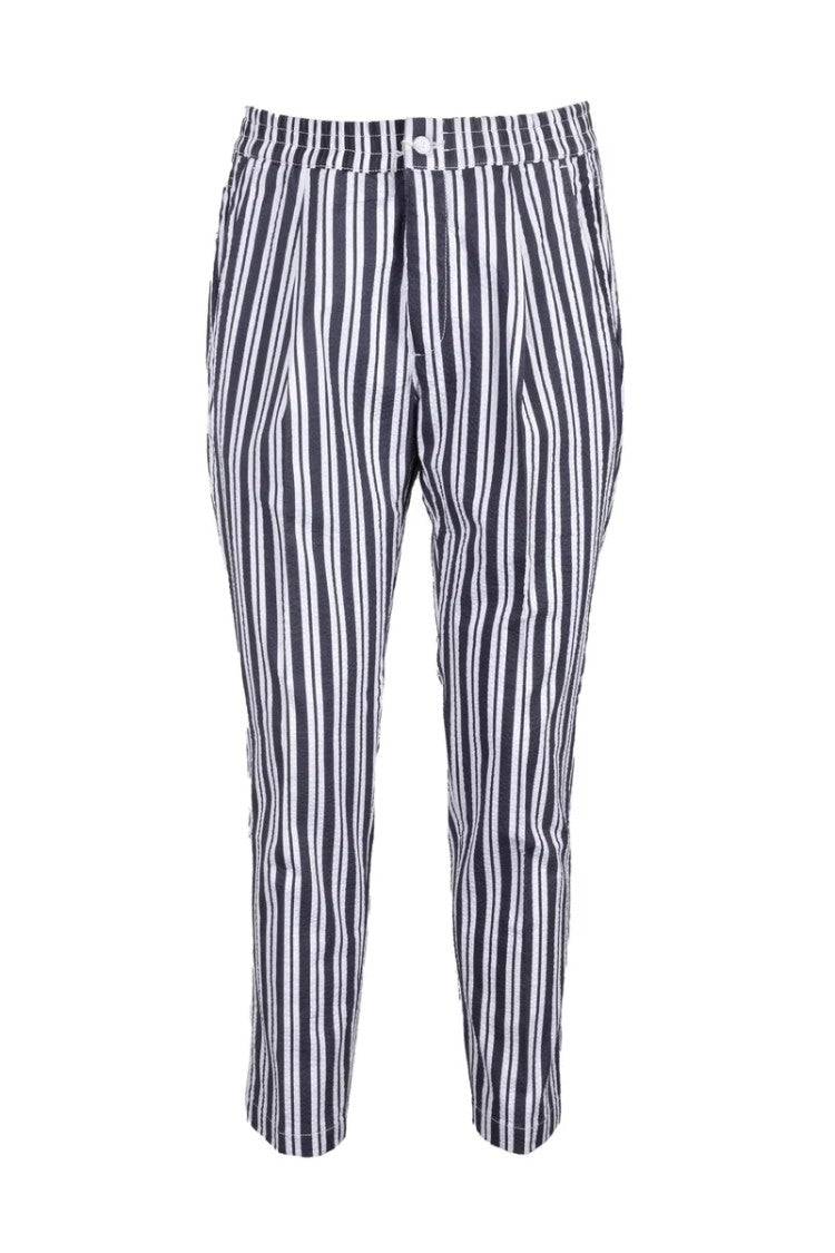 Giampaolo Tailored Blue And White Striped Trousers With Button Closure