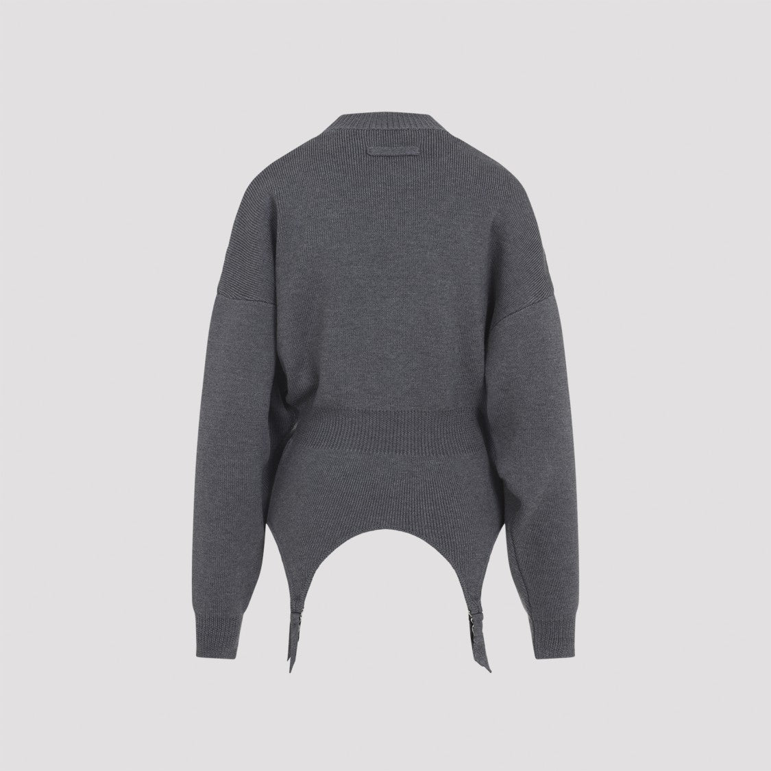 Jean Paul Gaultier Grey Merino Wool Garter Detail Pullover