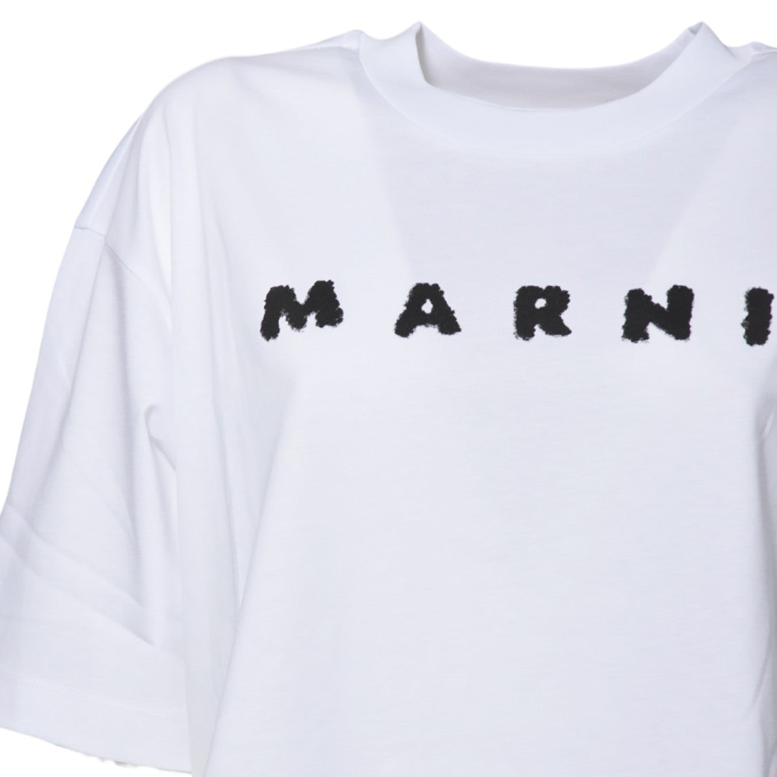 Marni Boxy White Jersey T-Shirt With Scribbled Logo