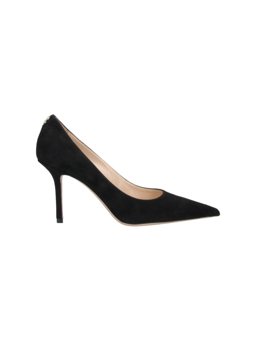 Jimmy Choo Pointed-Toe Black Pumps With Mid-Height Stiletto Heel
