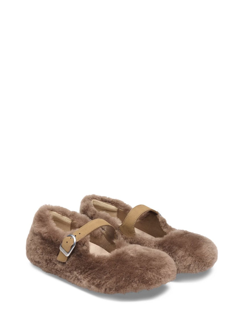 Birkenstock Gray Taupe Santa Clarita S Plush Leather Flats