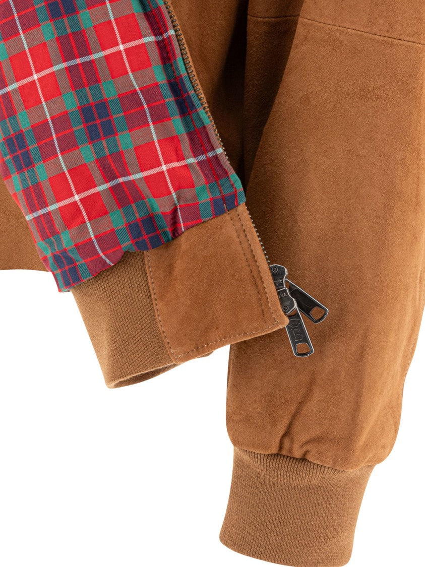 Baracuta Suede Leather Jacket With High Collar