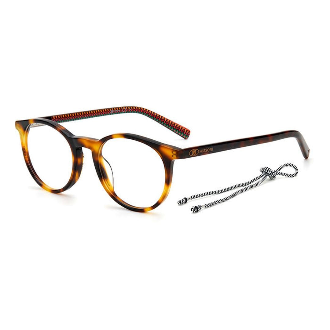 M Missoni Mmi 0007 Round Tortoiseshell Acetate Eyeglasses With Woven Temples