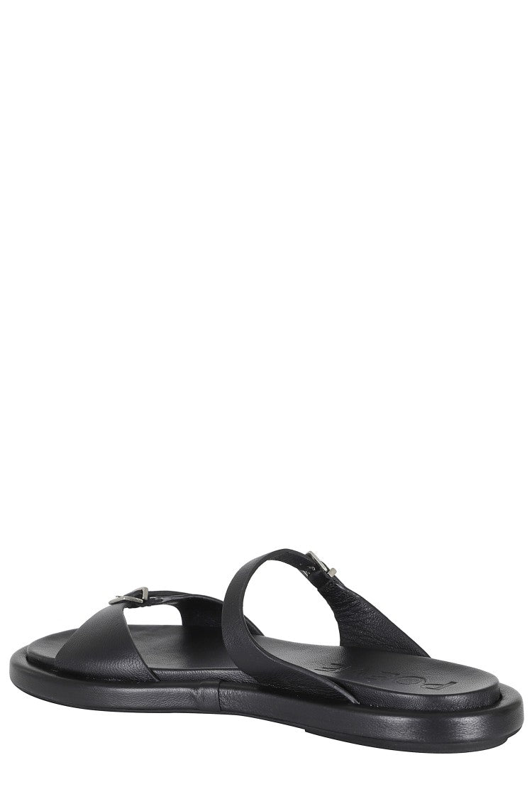 Poeve Black Laila Double-Strap Goat-Leather Mules