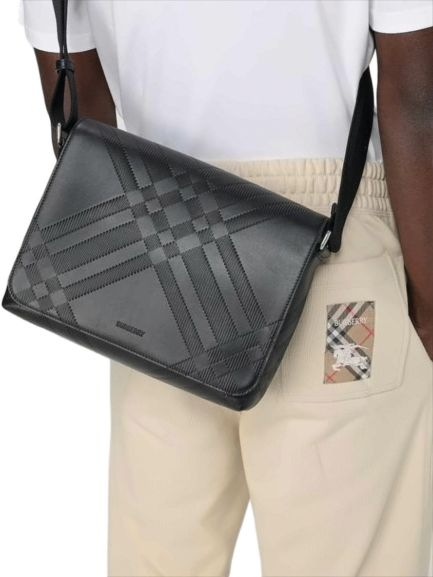 Burberry Embossed Calf Leather Crossbody Bag