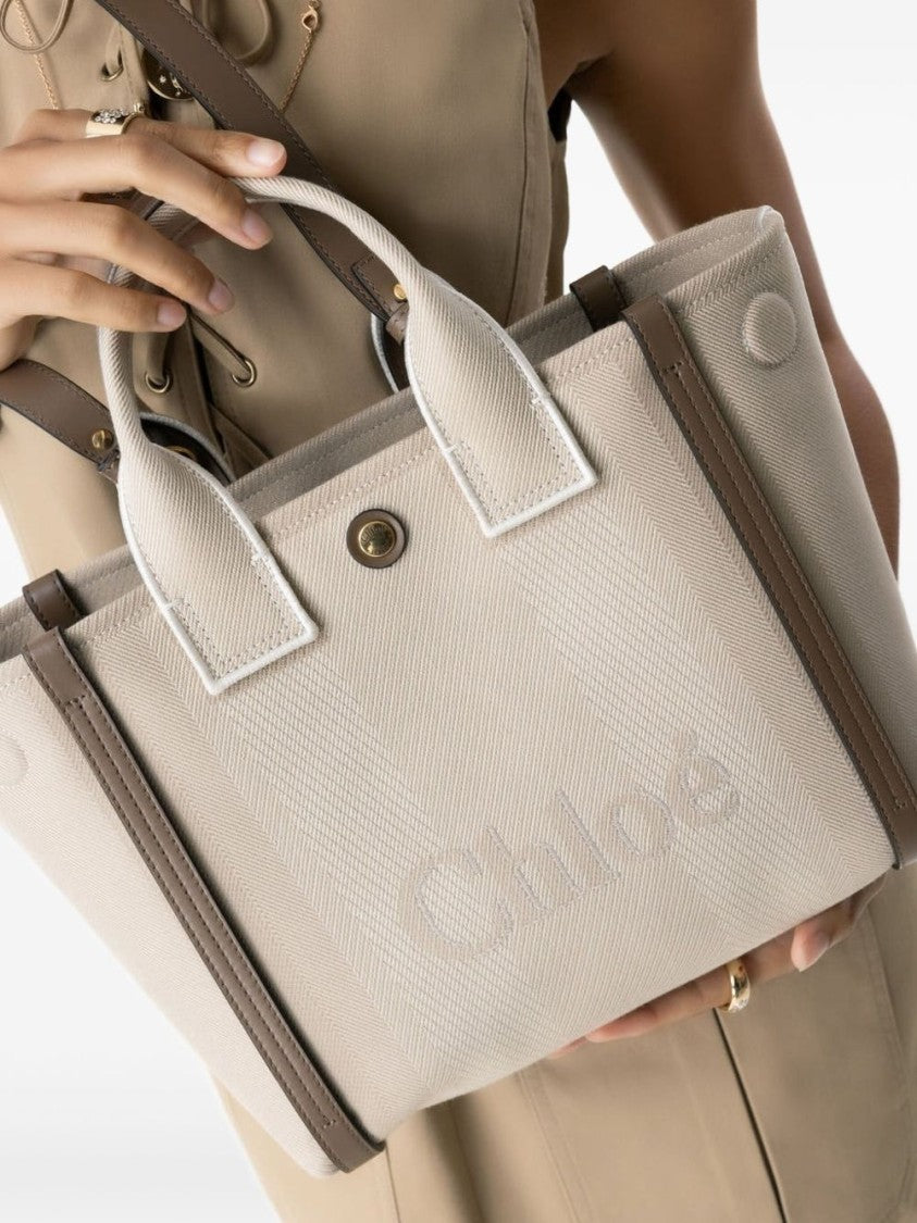 Chloé Structured Tote Bag With Herringbone Texture
