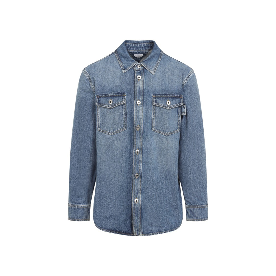 Bottega Veneta Classic Denim Button-Up Shirt With Chest Pockets