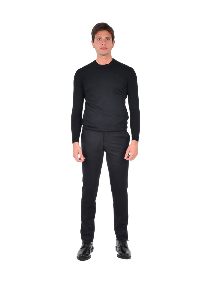 Franzese Collection Classic Black Knit Sweater With Crewneck