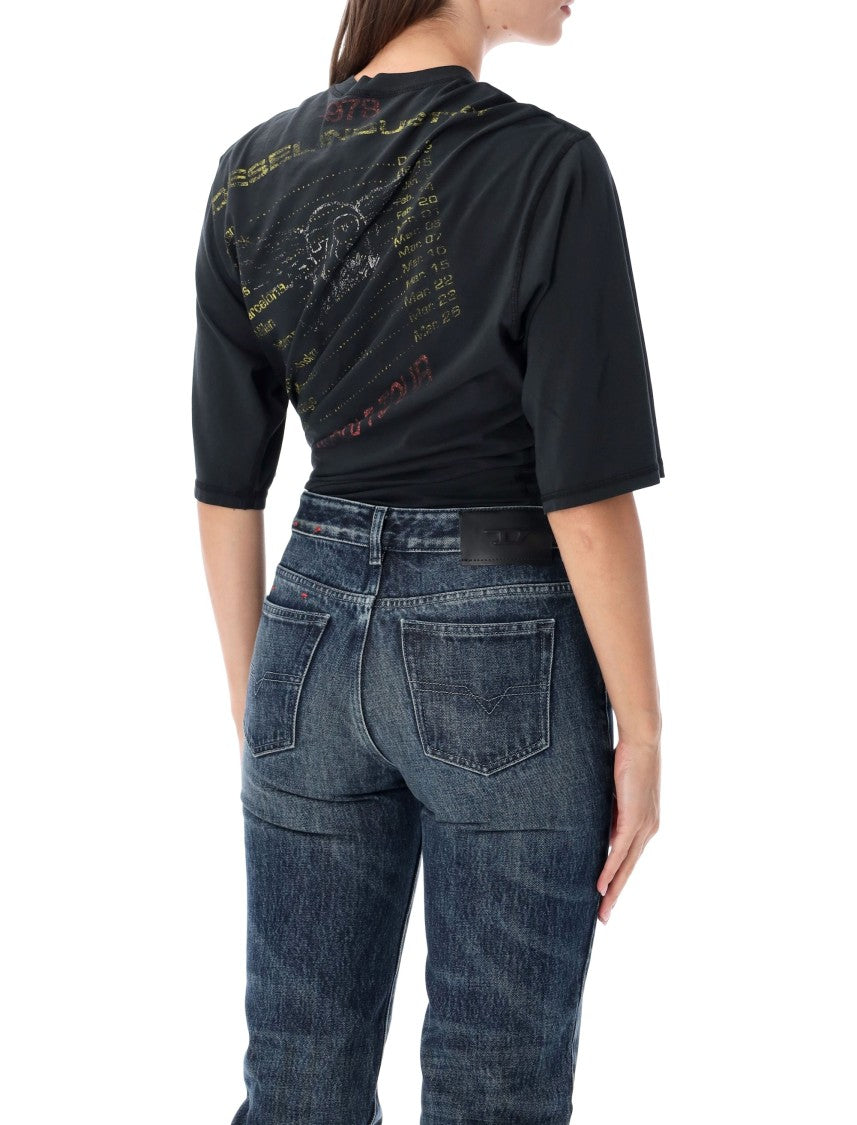 Diesel Draped Graphic Print Bodysuit