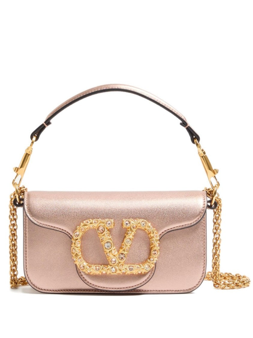 Valentino Garavani Locò Small Laminated Calfskin Shoulder Bag