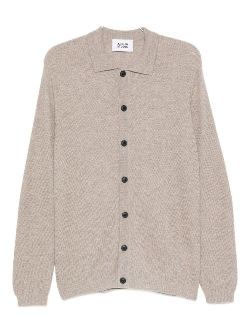 Alpha Studio Light Beige Wool-Cashmere Blend Cardigan