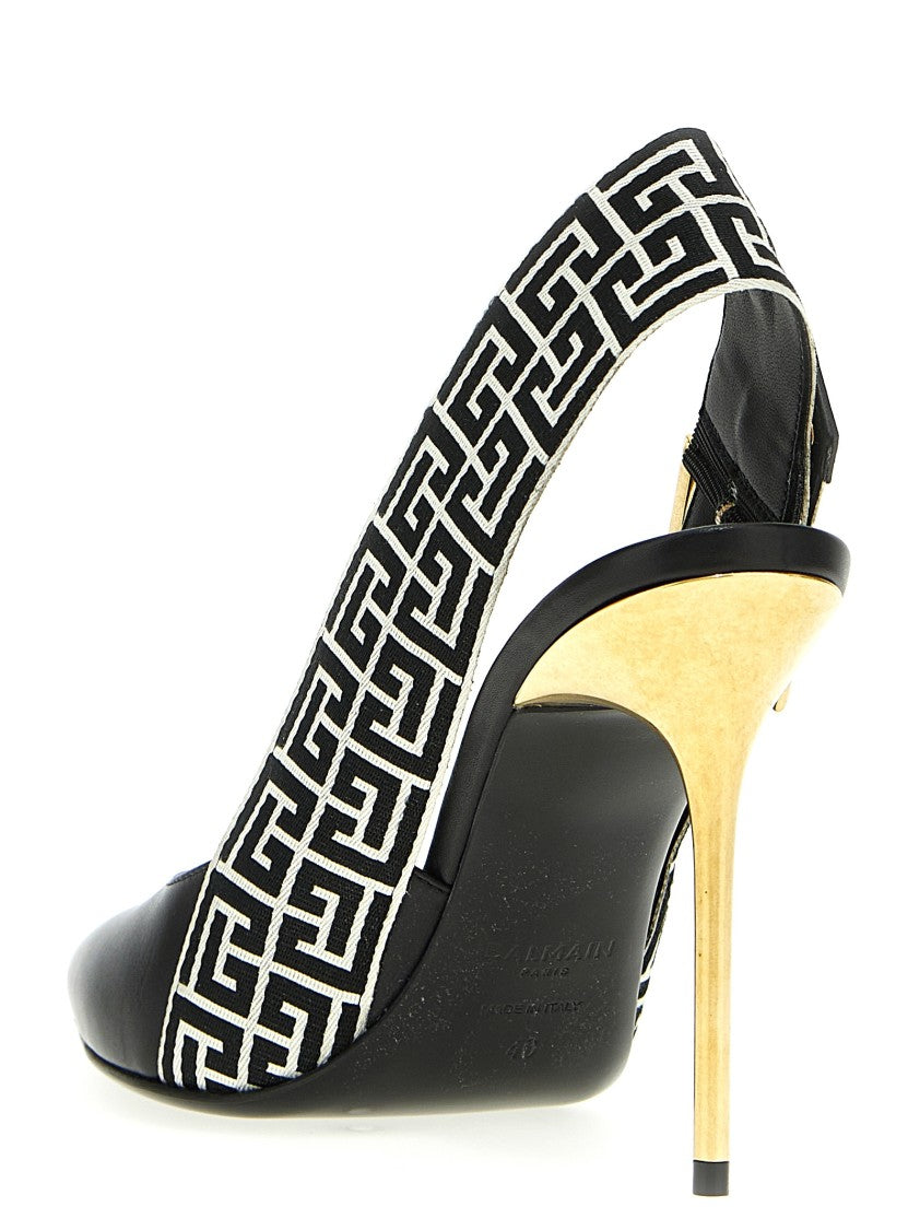 Balmain Ruby Leather Slingbacks With Logo Strap