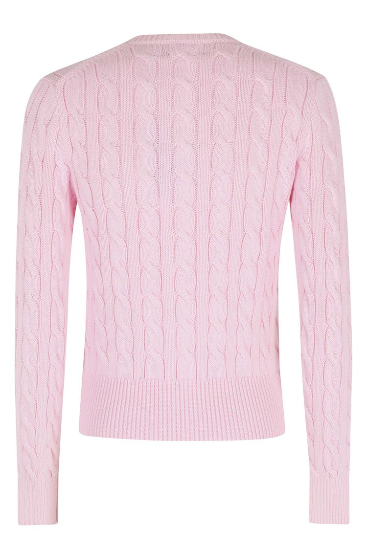 Polo Ralph Lauren Pink Long Sleeve Ribbed Crewneck Cotton Cardigan