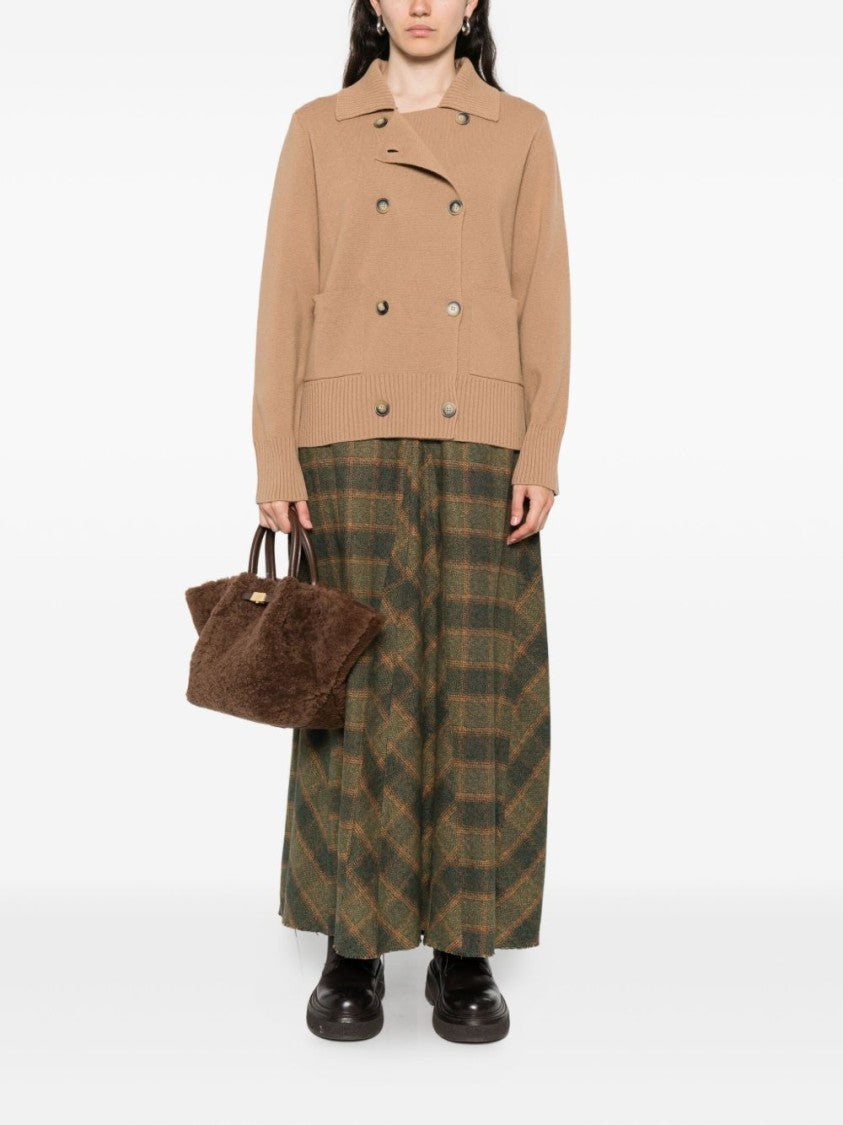 Alpha Studio Camel Jacket With Double-Breasted Fastening