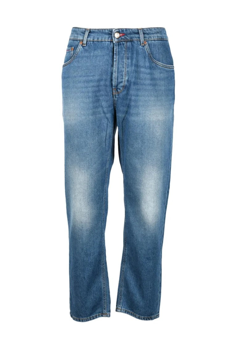 Camouflage Blue Cotton Jeans