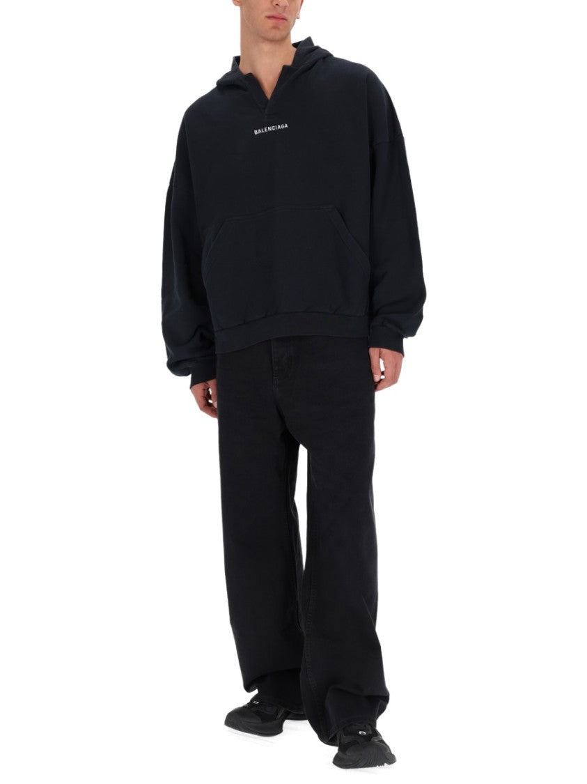 Balenciaga Oversized Hooded Cotton Sweatshirt
