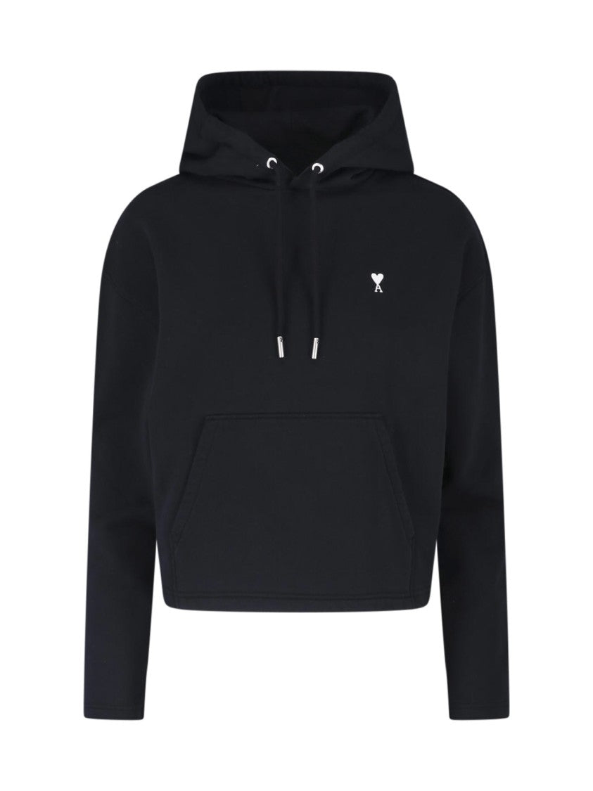 Ami Paris Black Ami De Coeur Cropped Hoodie