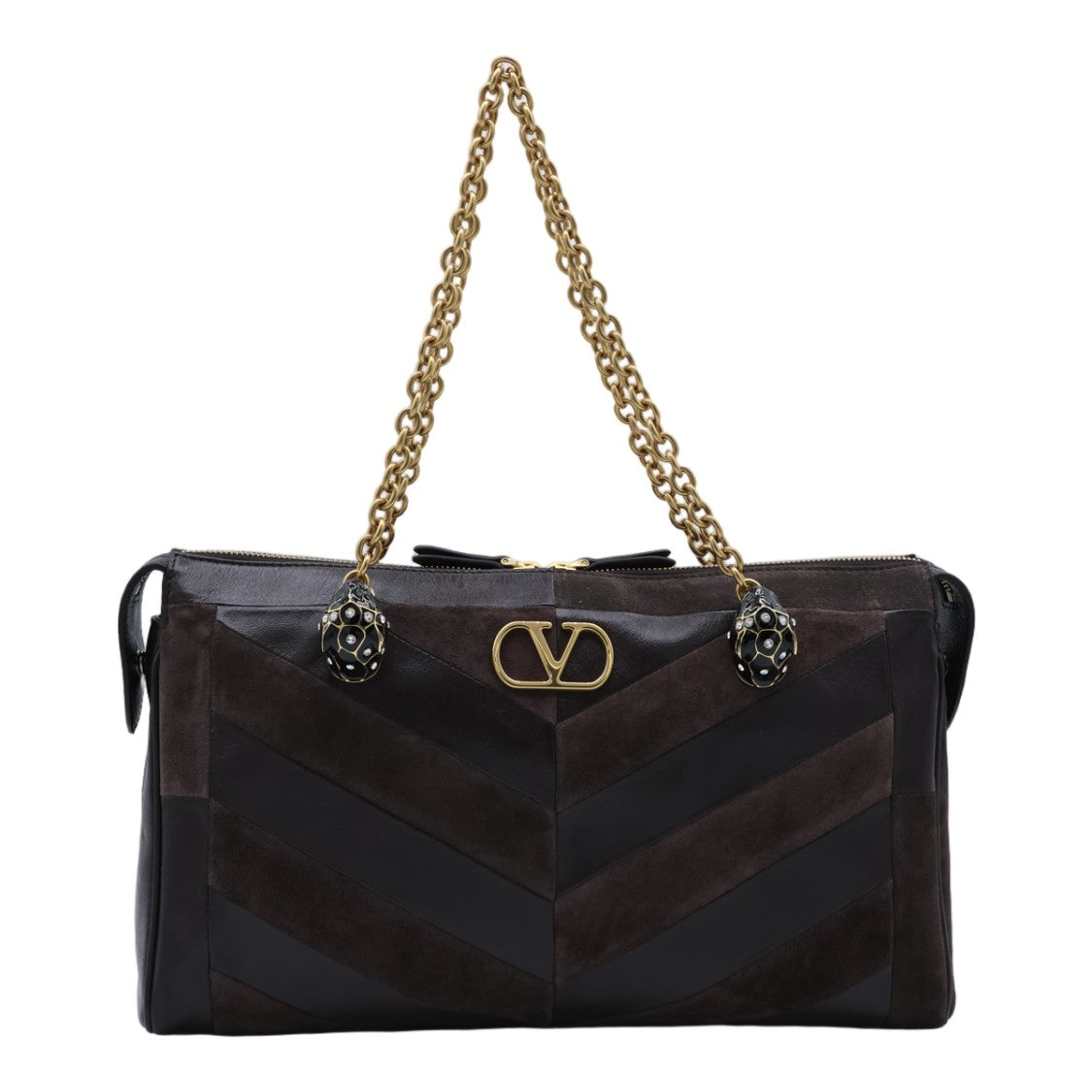 Valentino Garavani Rectangular Handbag With Chevron Pattern And Charms