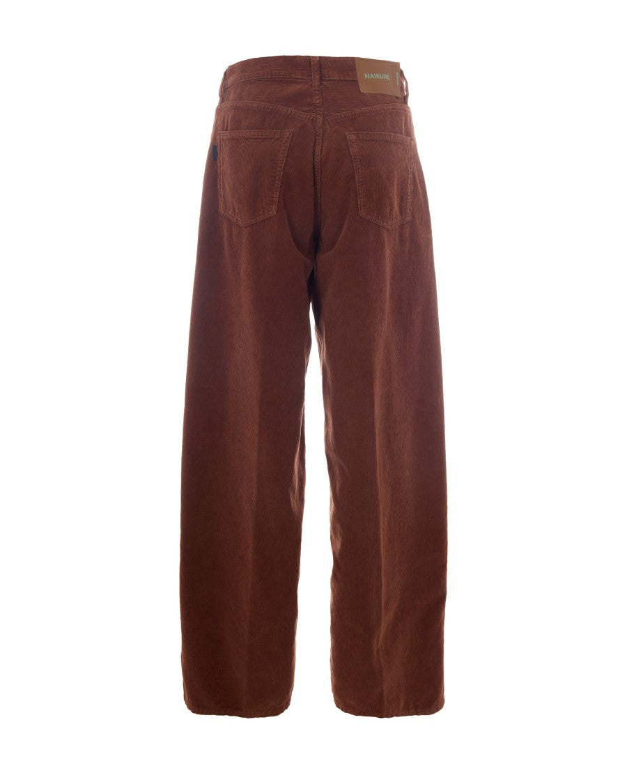 Haikure Wide-Leg Velvet Pants With Five-Pocket Design