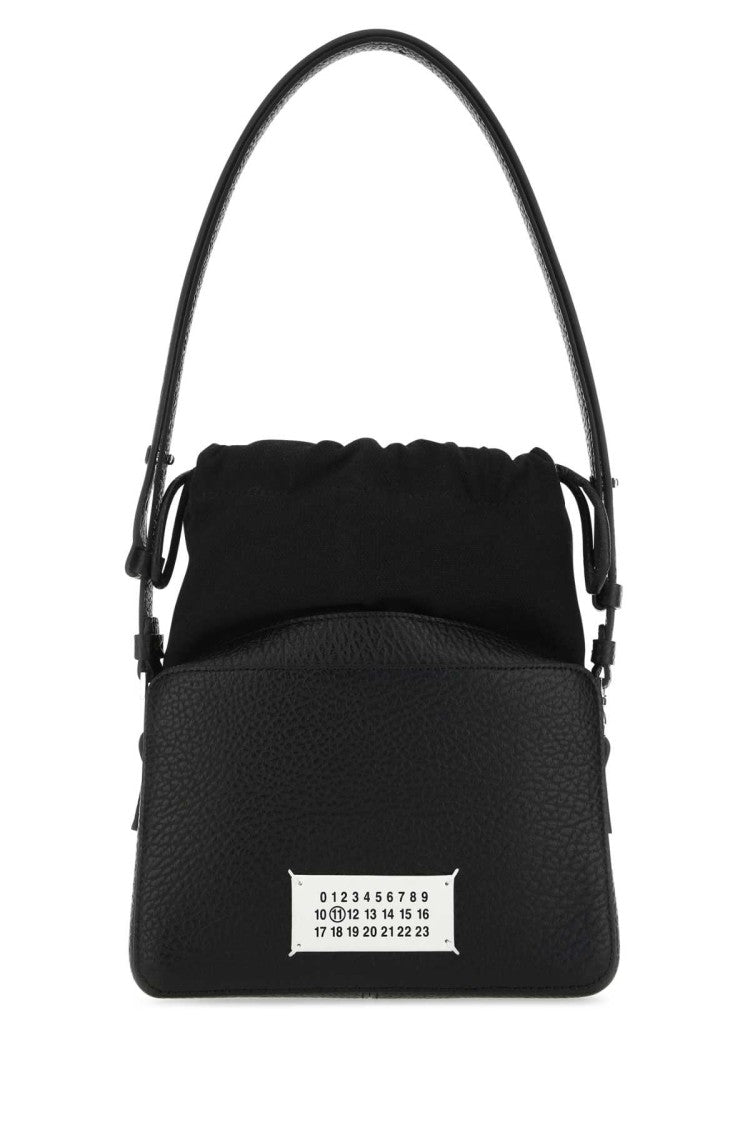 Maison Margiela Black Leather And Fabric 5Ac Bucket Bag