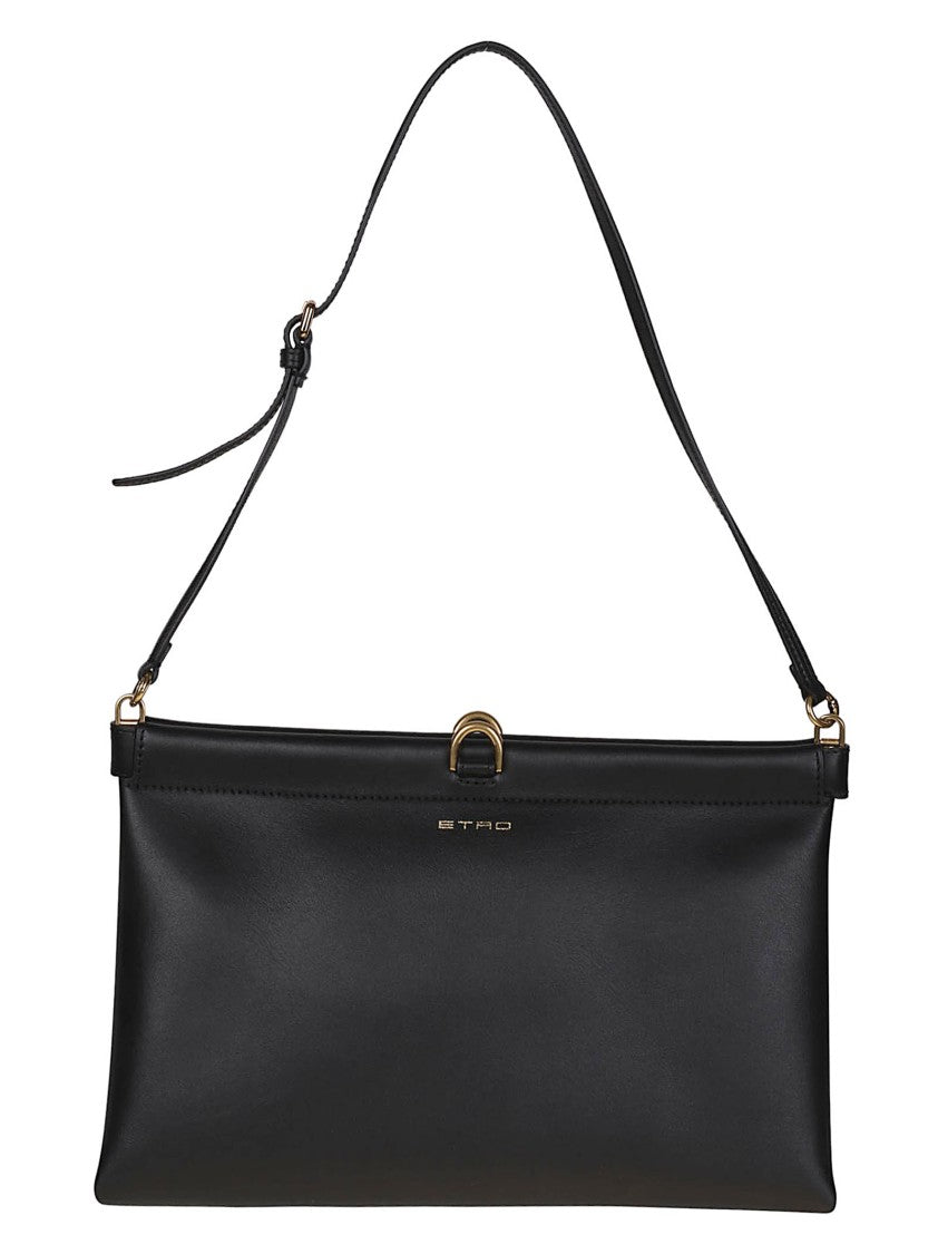 Etro Medium Talk Black Calf Leather Clutch