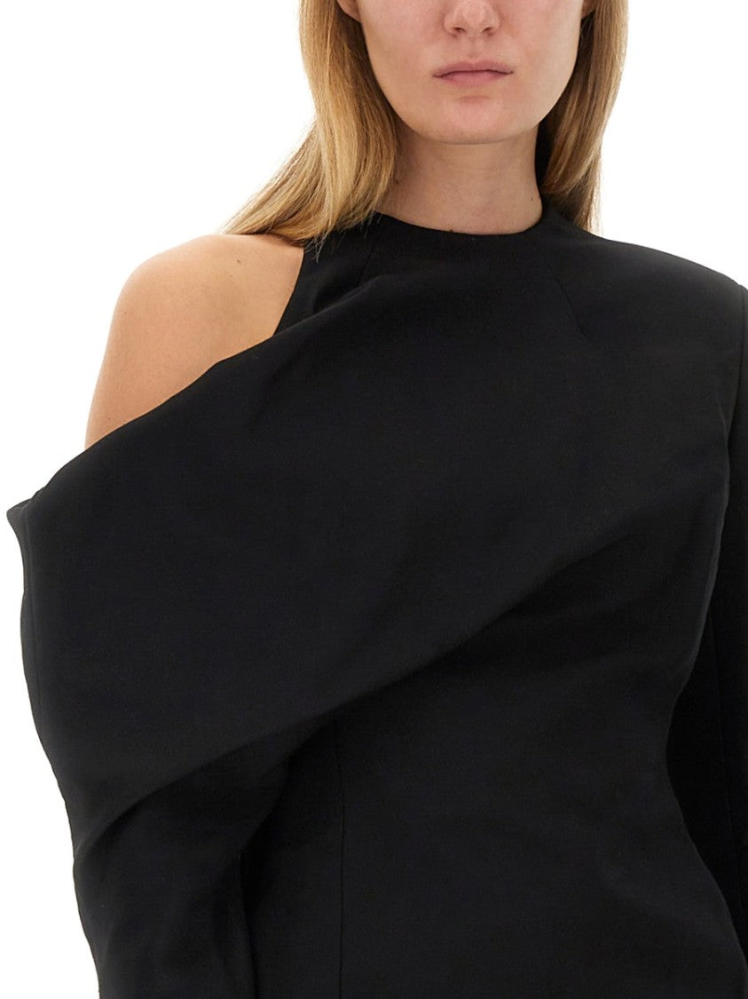 Khaite Tristan Asymmetrical Black Top With Draped Design