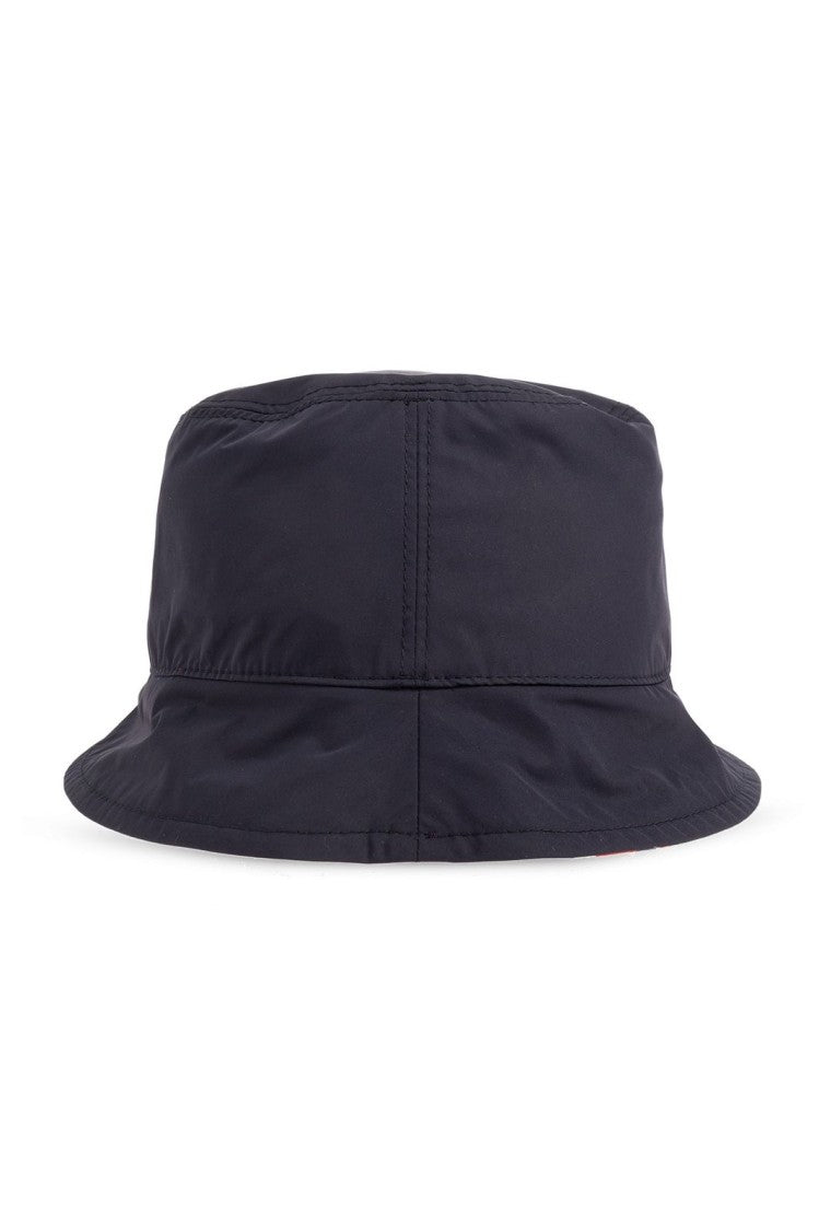 Moncler Soft Structured Black Bucket Hat With Logo Patch