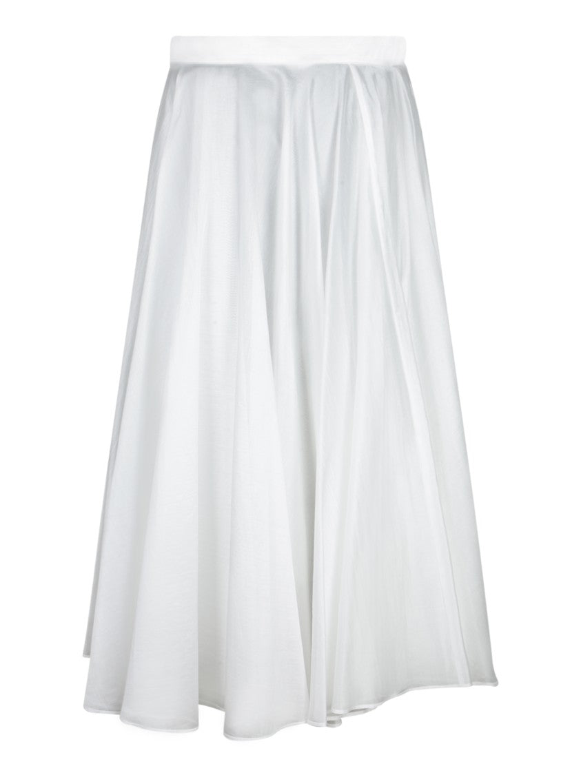 Blanca Vita Pleated White Midi Skirt In Lightweight Muslin