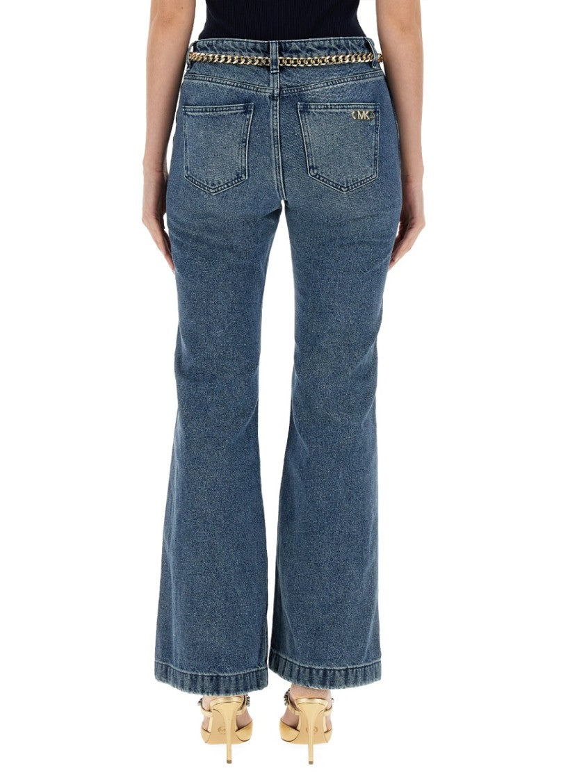 Michael Michael Kors Classic High-Waist Flare Jeans With Vintage Wash