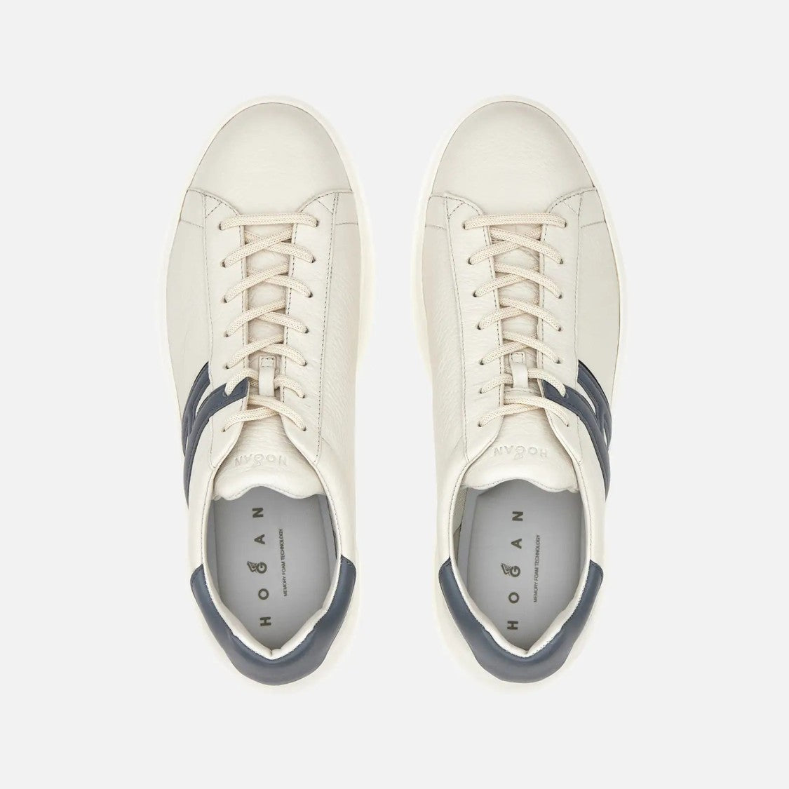 Hogan H580 Allacciato H Profilo Sneakers In White Light Blue