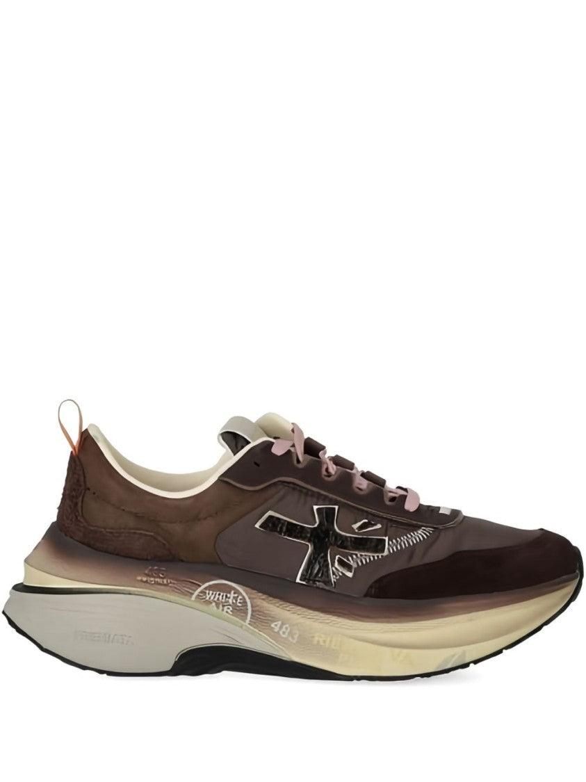 Premiata Elegant Deep Brown Goat Leather Sneakers