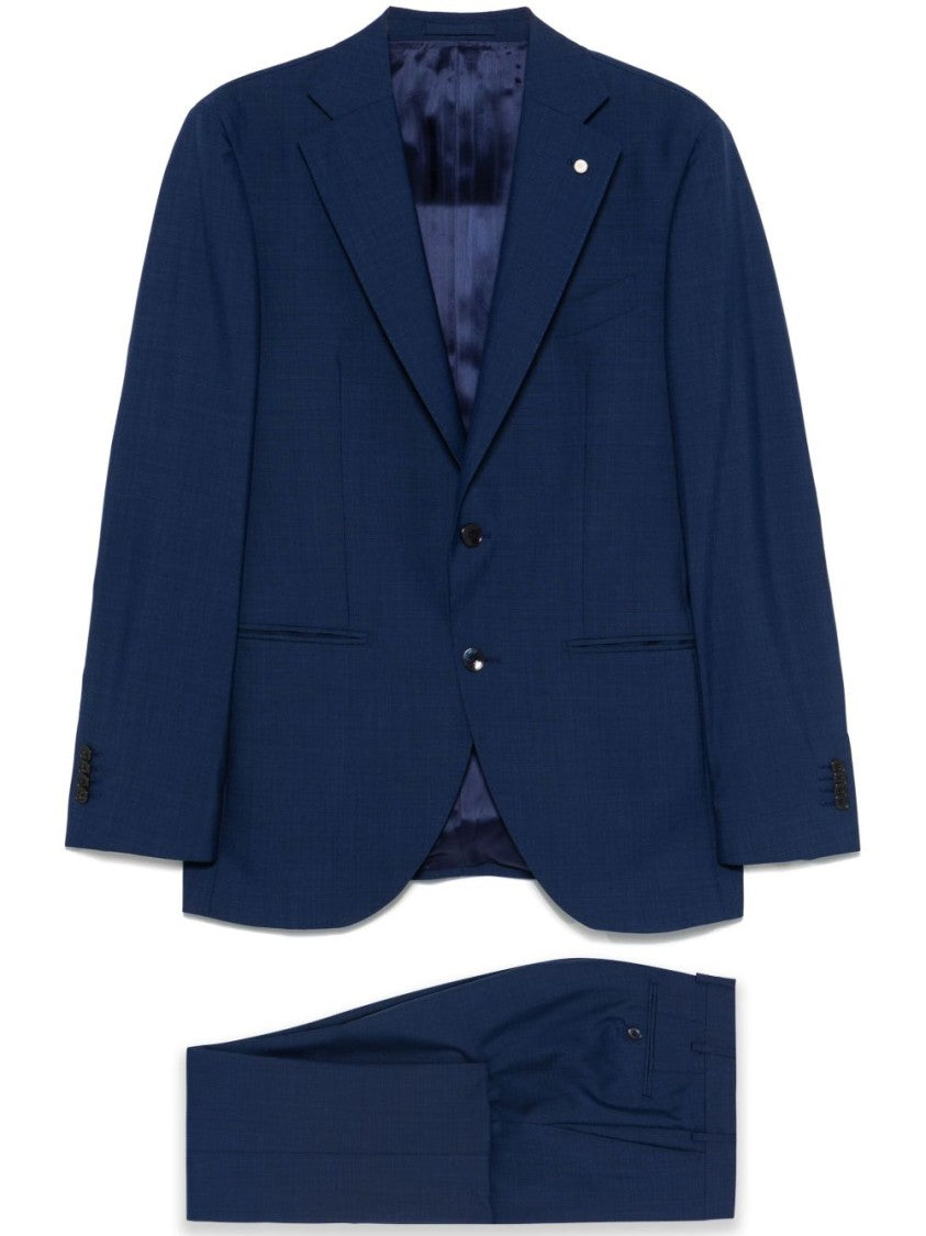 Luigi Bianchi Navy Blue Tailored Wool Suit