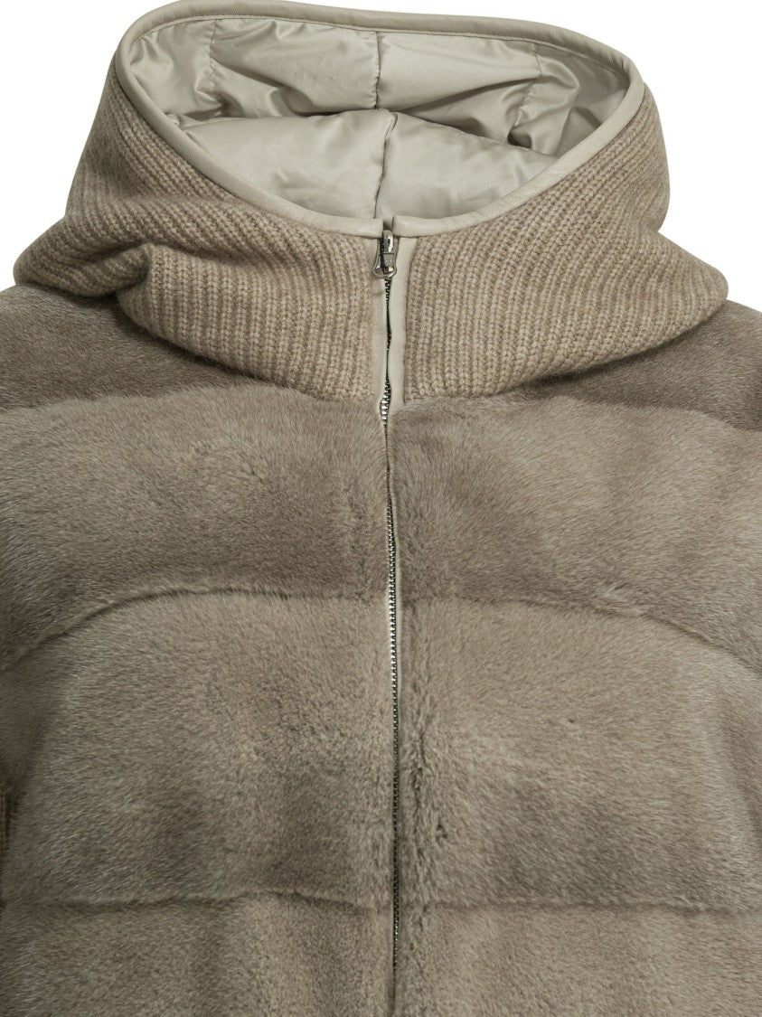 Camelia Reversible Goose Down And Cashmere Jacket With Mink Fur Panels