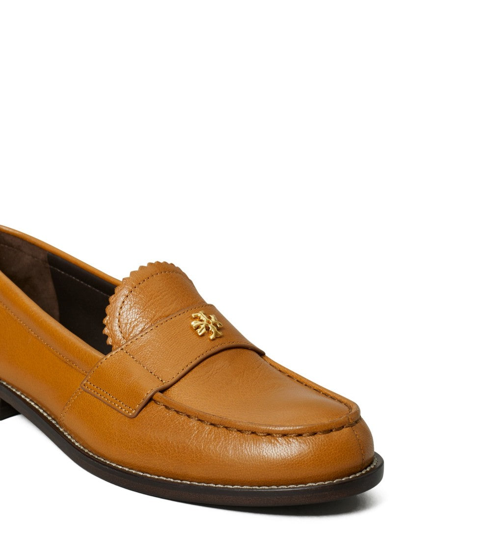 Tory Burch Caprine Leather Classic Loafers With Decorative Emblem