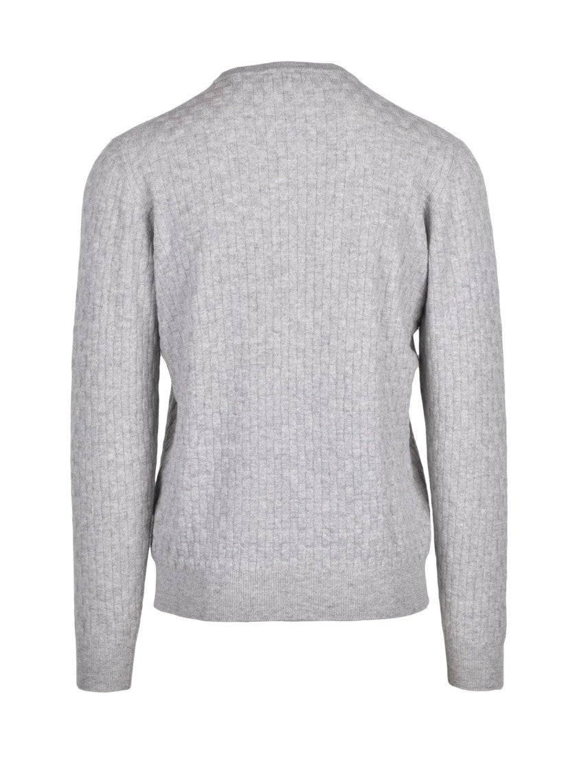 Filippo De Laurentiis Light Grey Merino Wool-Blend Crewneck Sweater