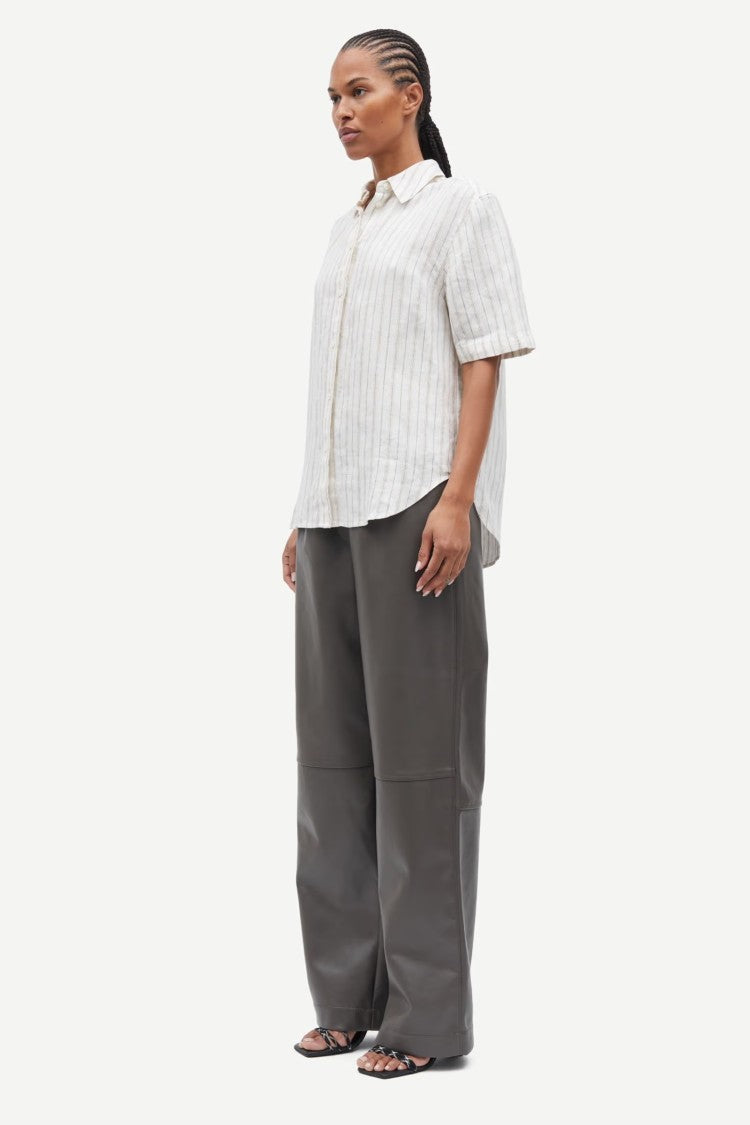 Samsoe Samsoe Loose Fit Grey Trousers With Elongated Leg
