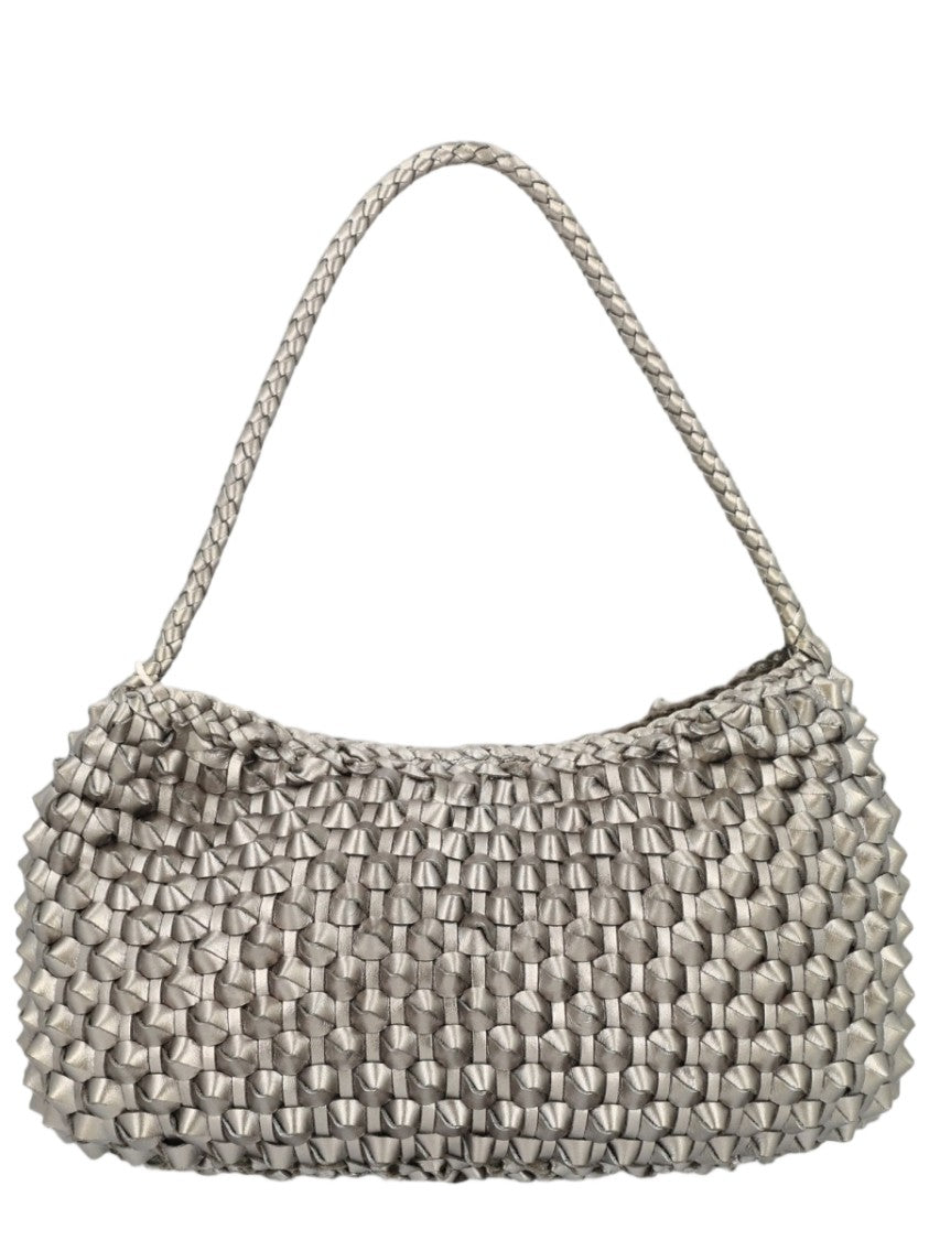 Dragon Diffusion Silver Woven Leather Shoulder Bag
