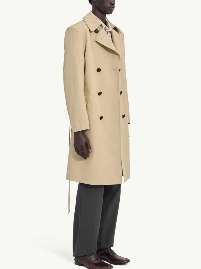 Mm6 By Maison Margiela Beige Belted Waist Cotton Trench Coat