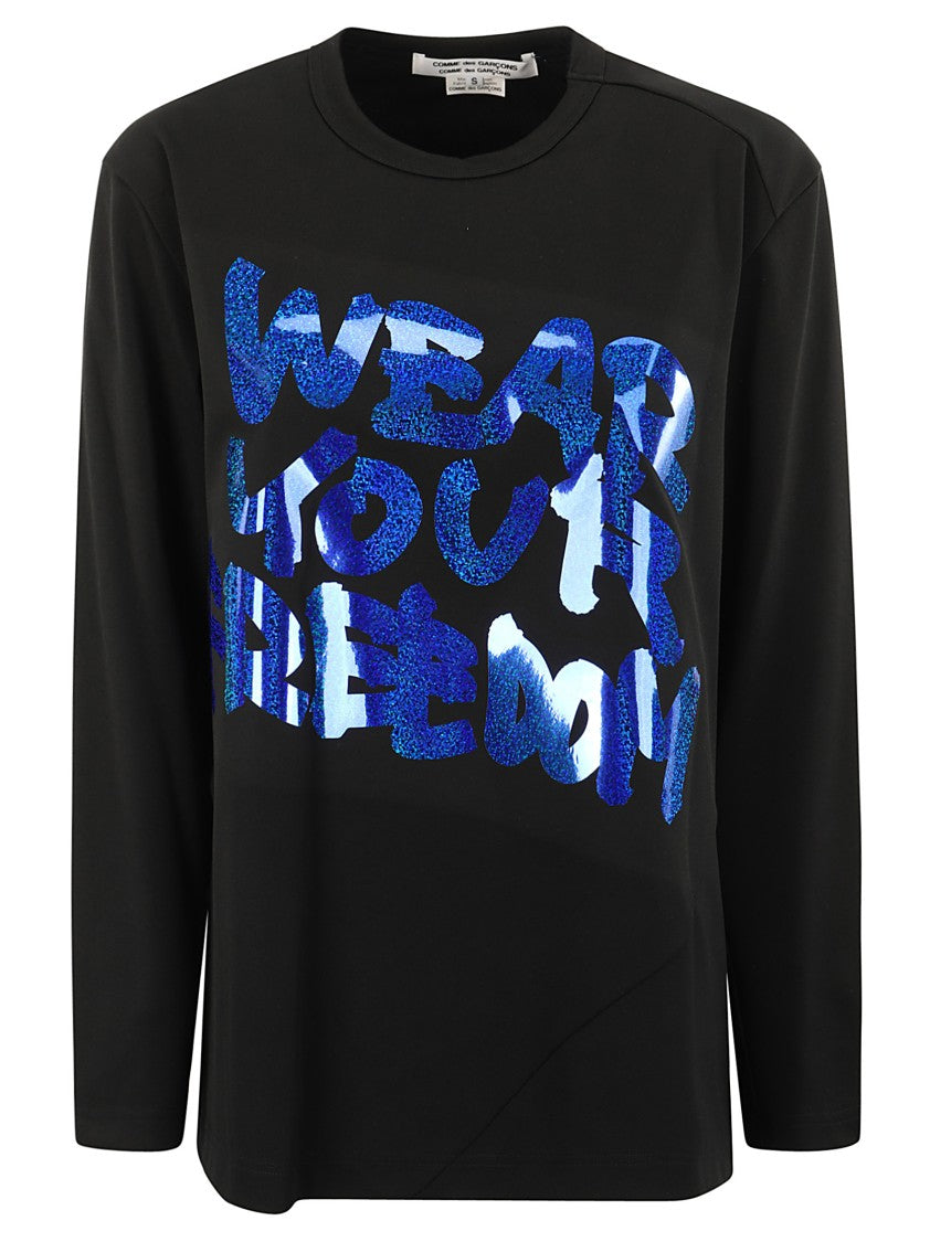 Comme Des Garçons Long-Sleeved T-Shirt With Glitter Applied Print
