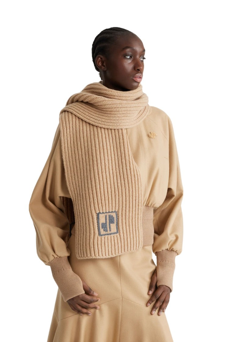 Patou Biscuit Beige Rib Knit Scarf