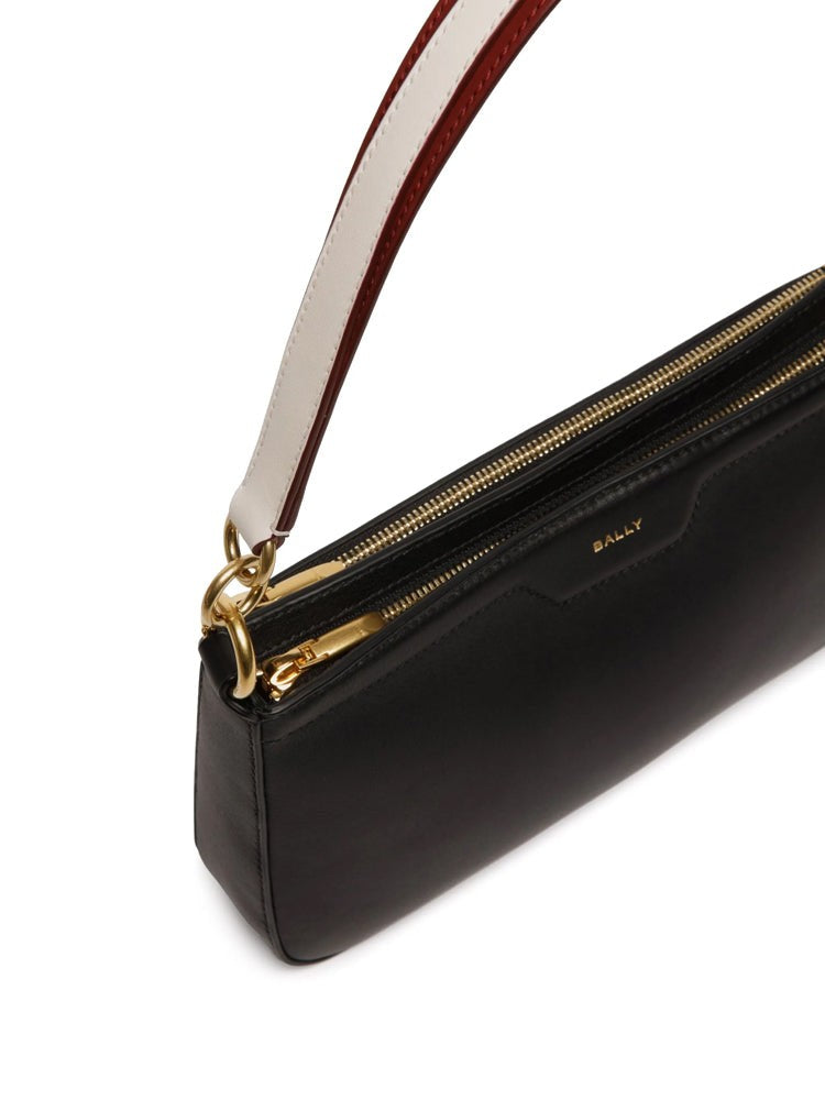 Bally Minimalist Black Cow Leather Tote Bag With Gold Accents