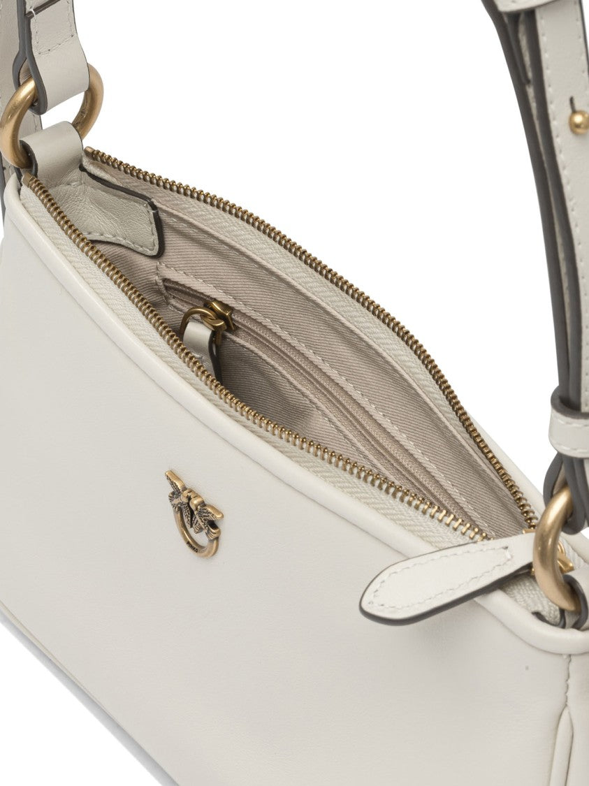 Pinko Structured White Leather Crossbody Bag