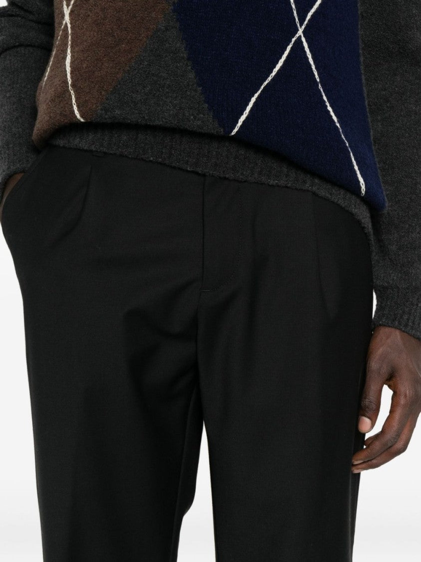 White Sand Straight-Leg Tailored Trousers With Classic Waistband