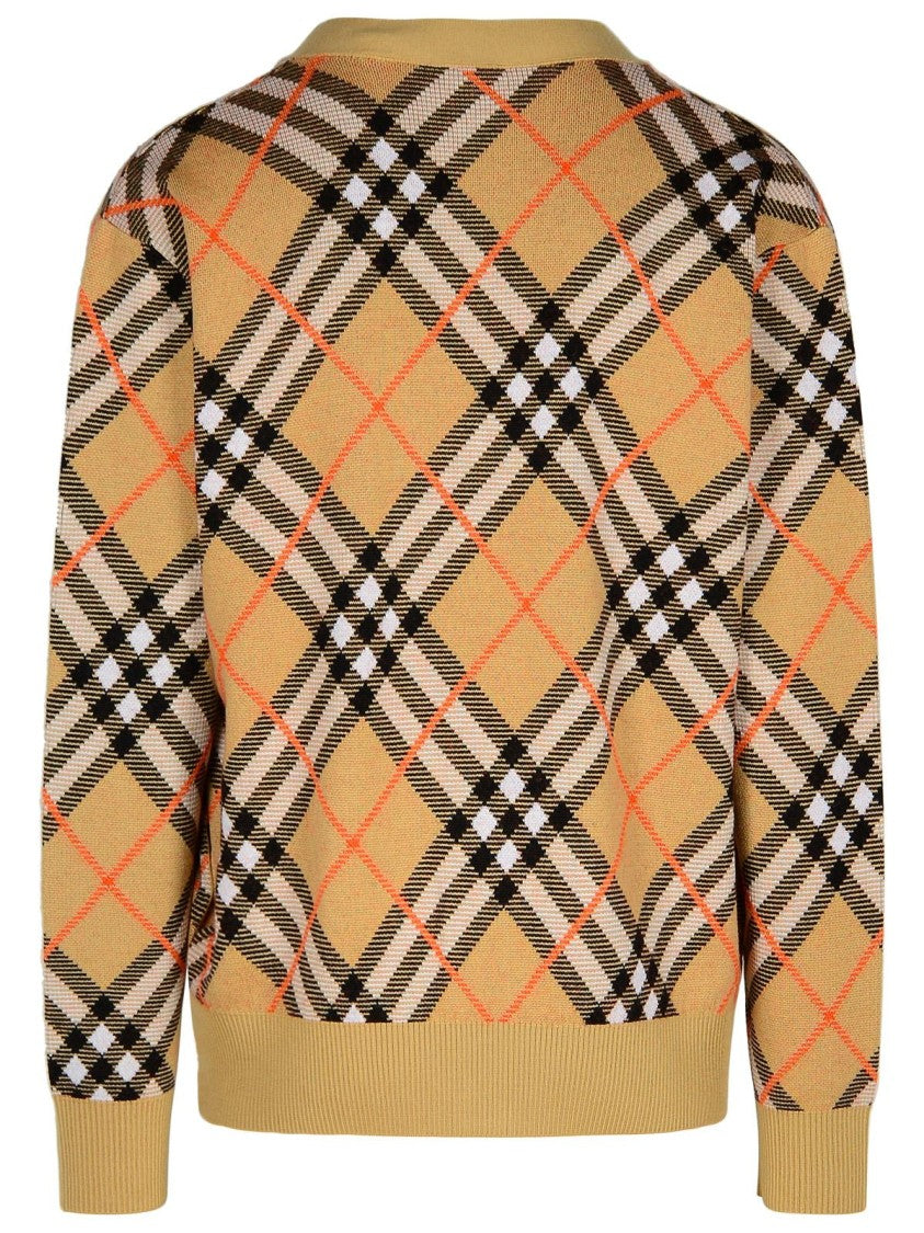 Burberry Check' Beige Wool Cardigan