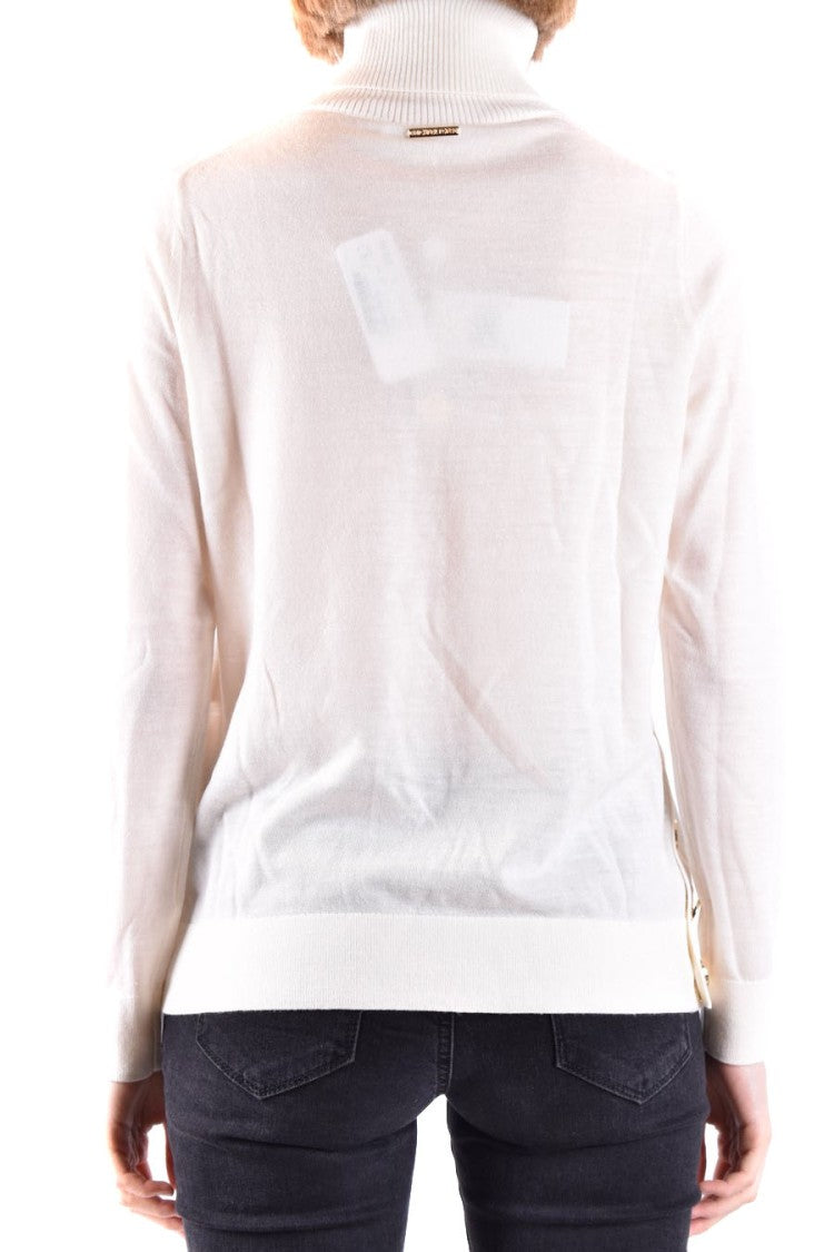 Michael Kors Chic Off-White Wool Sweater Gold Buttons