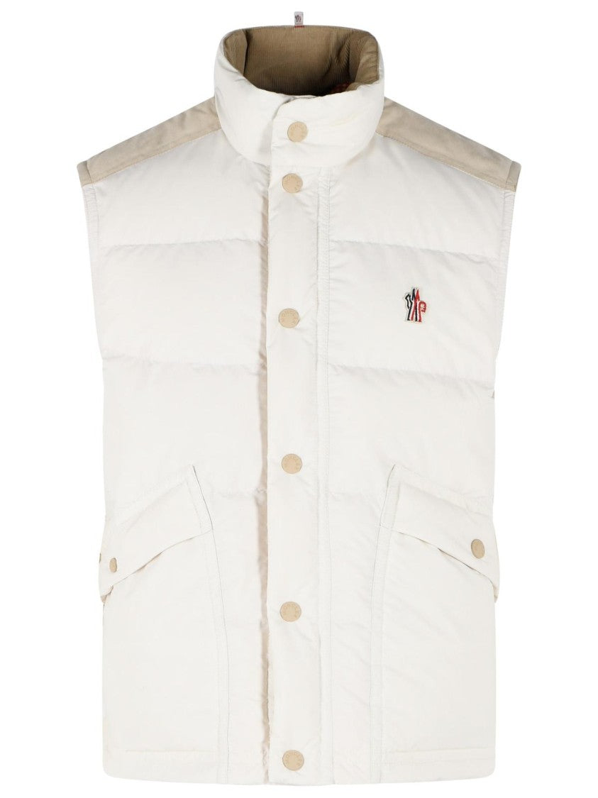 Moncler Grenoble 'Scais' White Polyester Feather Padded Vest